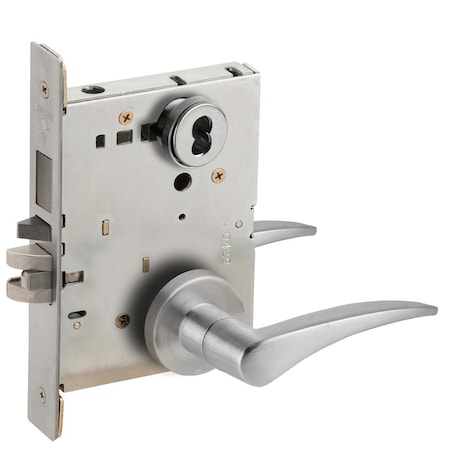 Schlage Schlage L-Series, Entrance Mortise Lock, A Rose, 12 Lever, Grade 1 Mortise Lock, FSIC Less Core L9453J 12A 626 RH